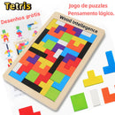 🧩 Montessori Tetris 3D™ – Quebra-Cabeça Educativo de Madeira